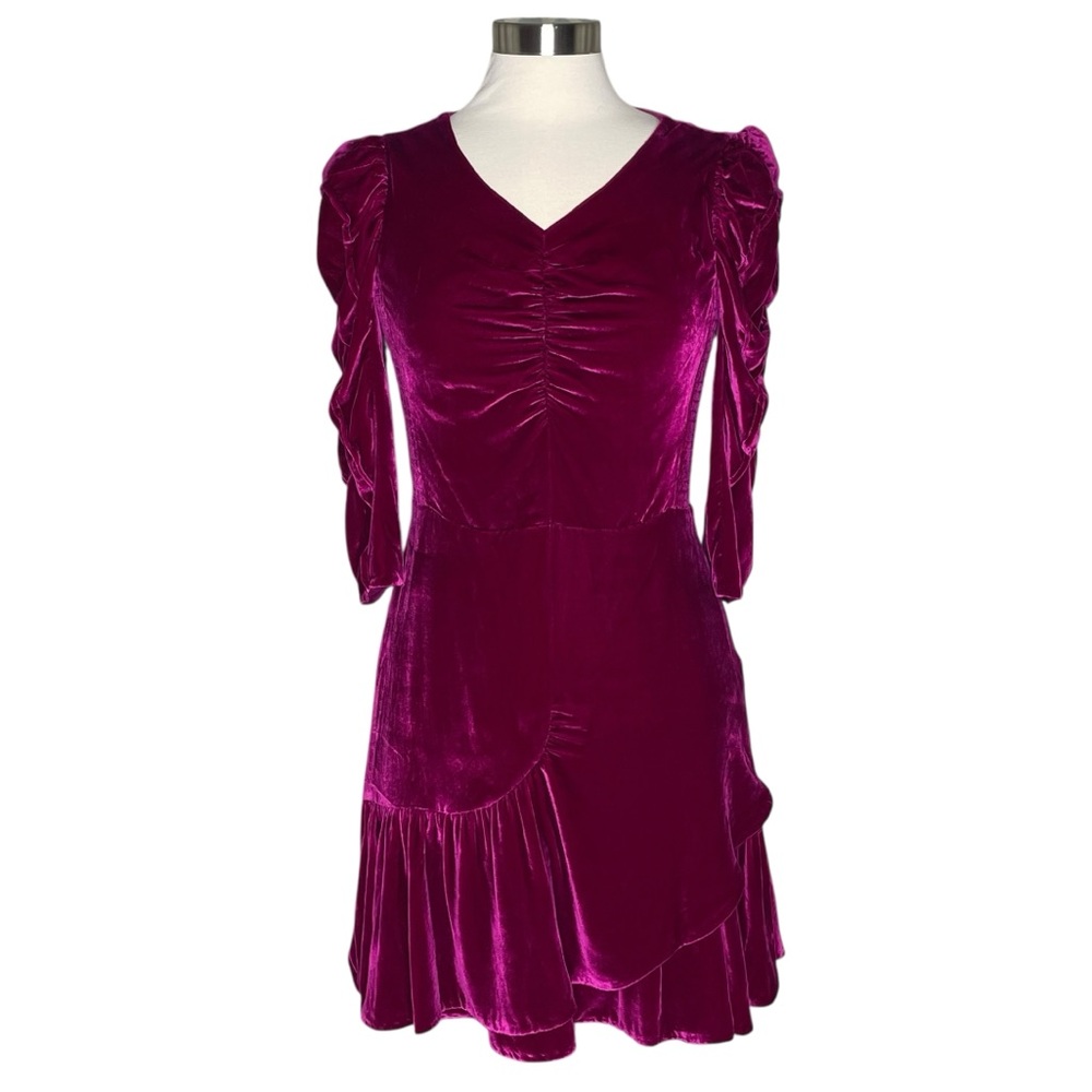 Rebecca Taylor 6 velvet dress fuchsia